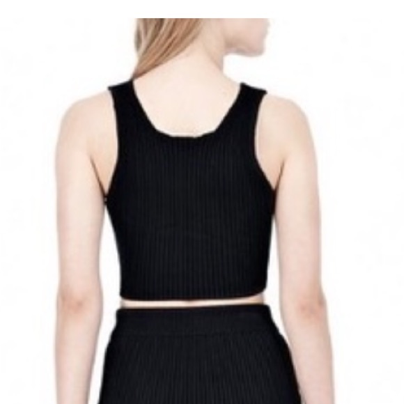 T by Alexander Wang Cotton Rib Knit Two-Way Zip Cropped Tank Size Small Stretch - Picture 11 of 11